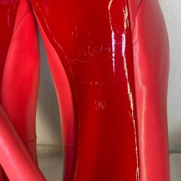 Christian Louboutin Lady Peep peep toe pump 150mm EU37 coral pink Napa kid lthr - Picture 15 of 16